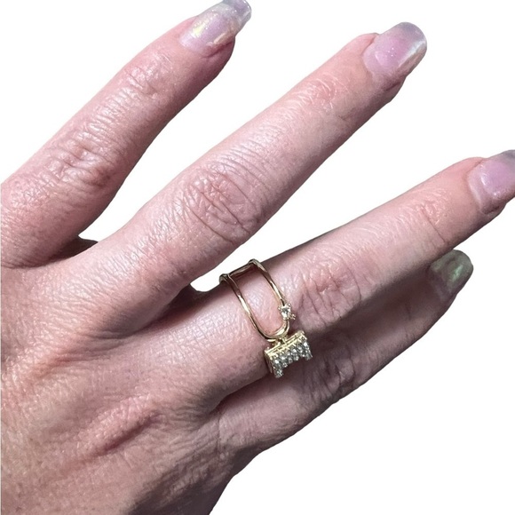 Gold Plated Double Belt Buckle Women’s Ring- Size 9 - Picture 7 of 8